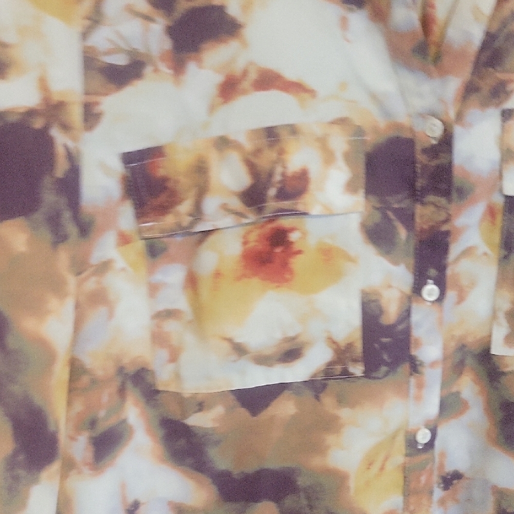 BYdesign szXL button down front pocket long sleeve Floral Blouse - Picture 4 of 5